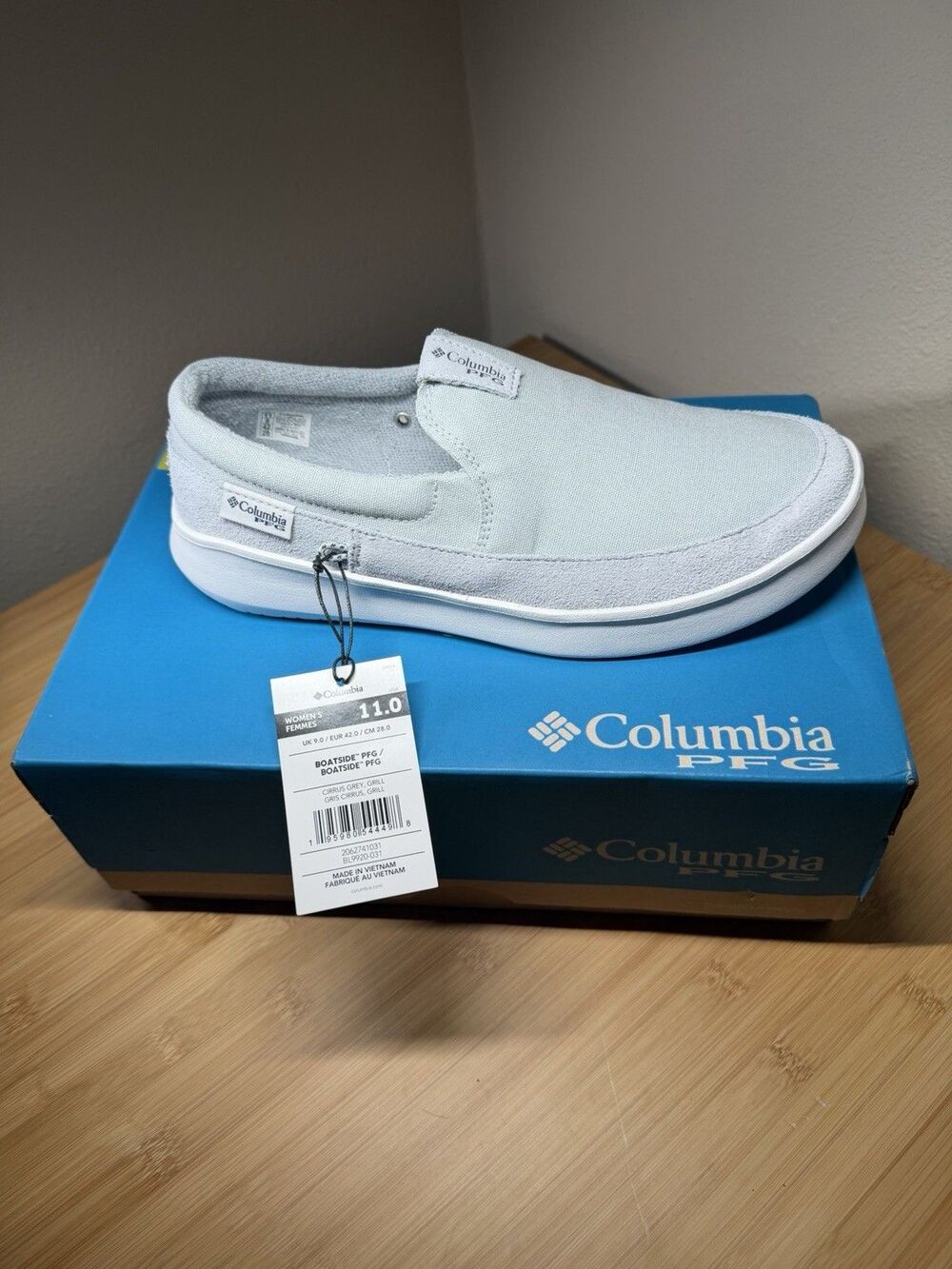 Columbia PFG Boatside Slip-On Boat Shoes Cirrus Grey Grill Women's Sz 11 Coastal